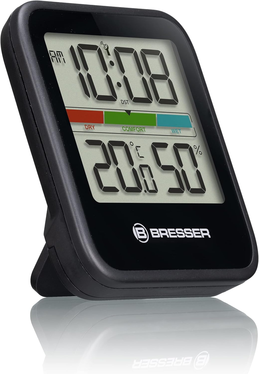 Bresser Thermometer Hygrometer Klimamonitor 3er Set zum Aufstellen oder zur Wandmontage mit farbigem Raumklimaindikator – 7,2 x 1,6 x 8 cm, Schwarz – Bild 4