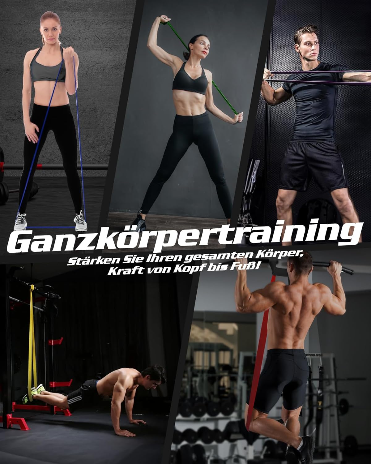 Fitense Widerstandsbänder, Widerstandsbänder Set, Widerstandsband Fitnessbänder mit Türanker, Fitnessband Set Trainingsbänder für Yoga, Pilates, Training, Physiotherapie, Klimmzughilfe, Kraft – Bild 8
