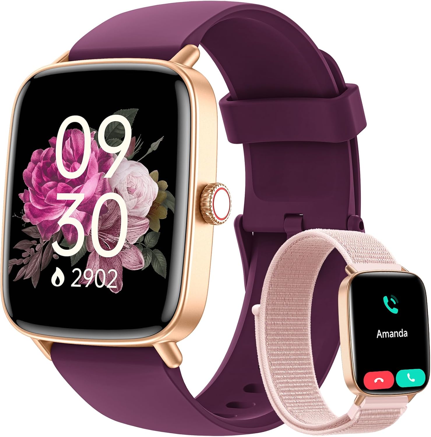 Smartwatch Damen Herren mit Telefonfunktion, 1,85 Zoll Fitnessuhr Smartwatch, 100+ Sportmodi, Fitnesstracker mit Herzfrequenz/SpO2/Schlafmonitor, Schrittzähler, IP68 wasserdichte Sportuhr für iOS Android