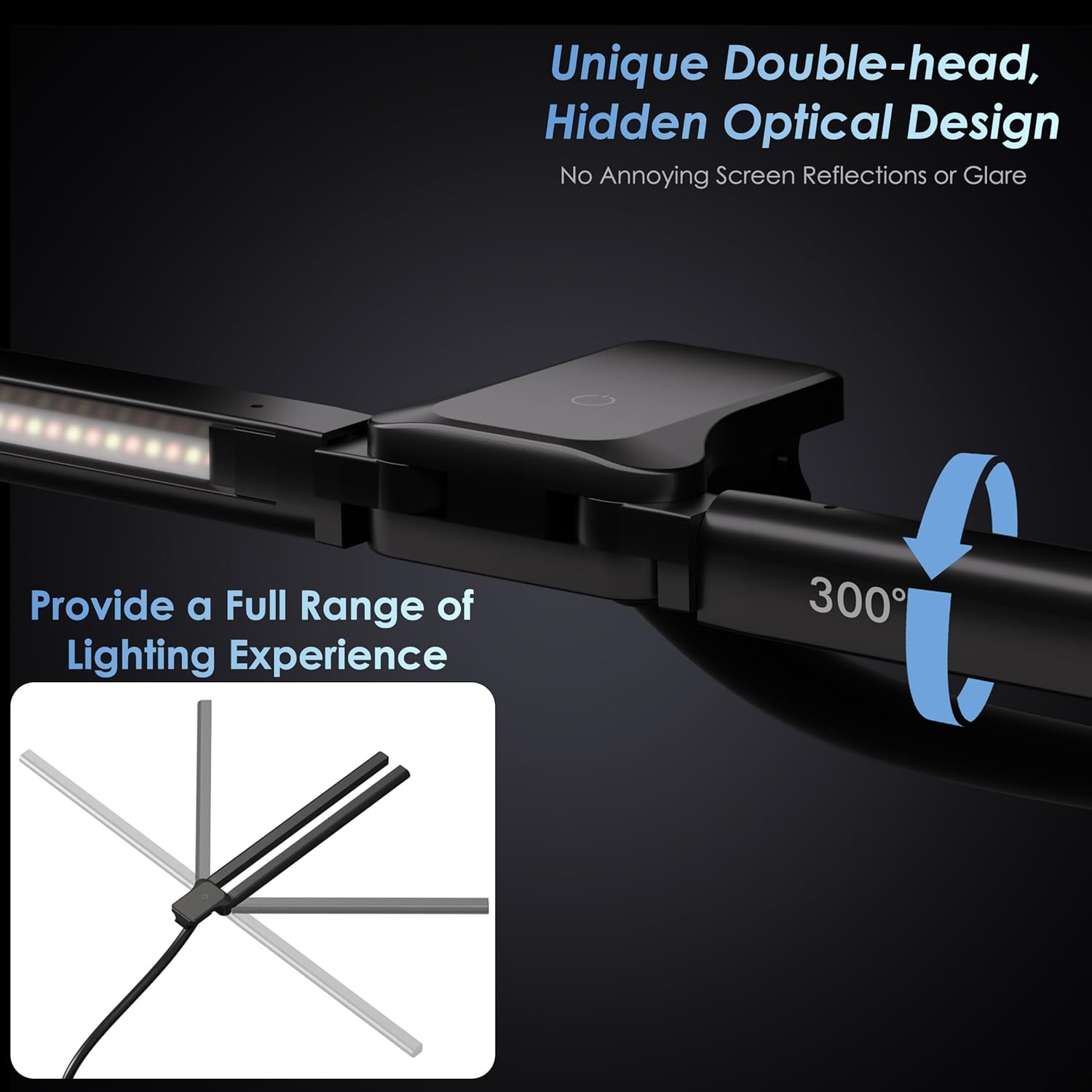 EYOCEAN Schreibtischlampe, Doppelkopf-Schreibtischlampe, klemmbar, 24 W 80 cm, Tageslichtlampe Schreibtisch mit Fernbedienung, dimmbare Monitorlampe, Büro-Tischlampe, Augenschutz-Bildschirmlampe – Bild 4