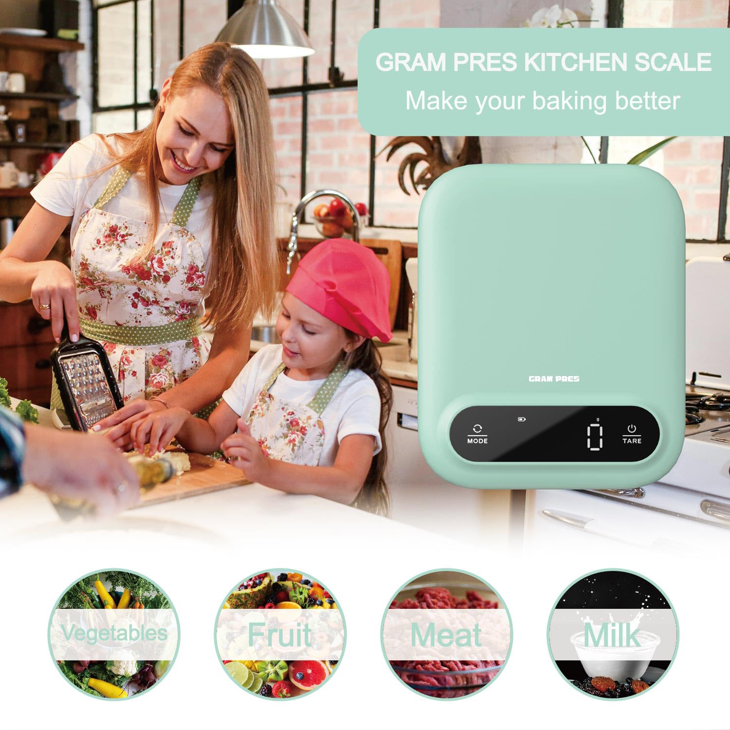 GRAM PRES Digitale Lebensmittelwaage 11 lb/0,01 oz, Küchenwaage mit digitalem Gewicht in Gramm und Unzen zum Abnehmen, Backen und Kochen, LED-Anzeige – Bild 6
