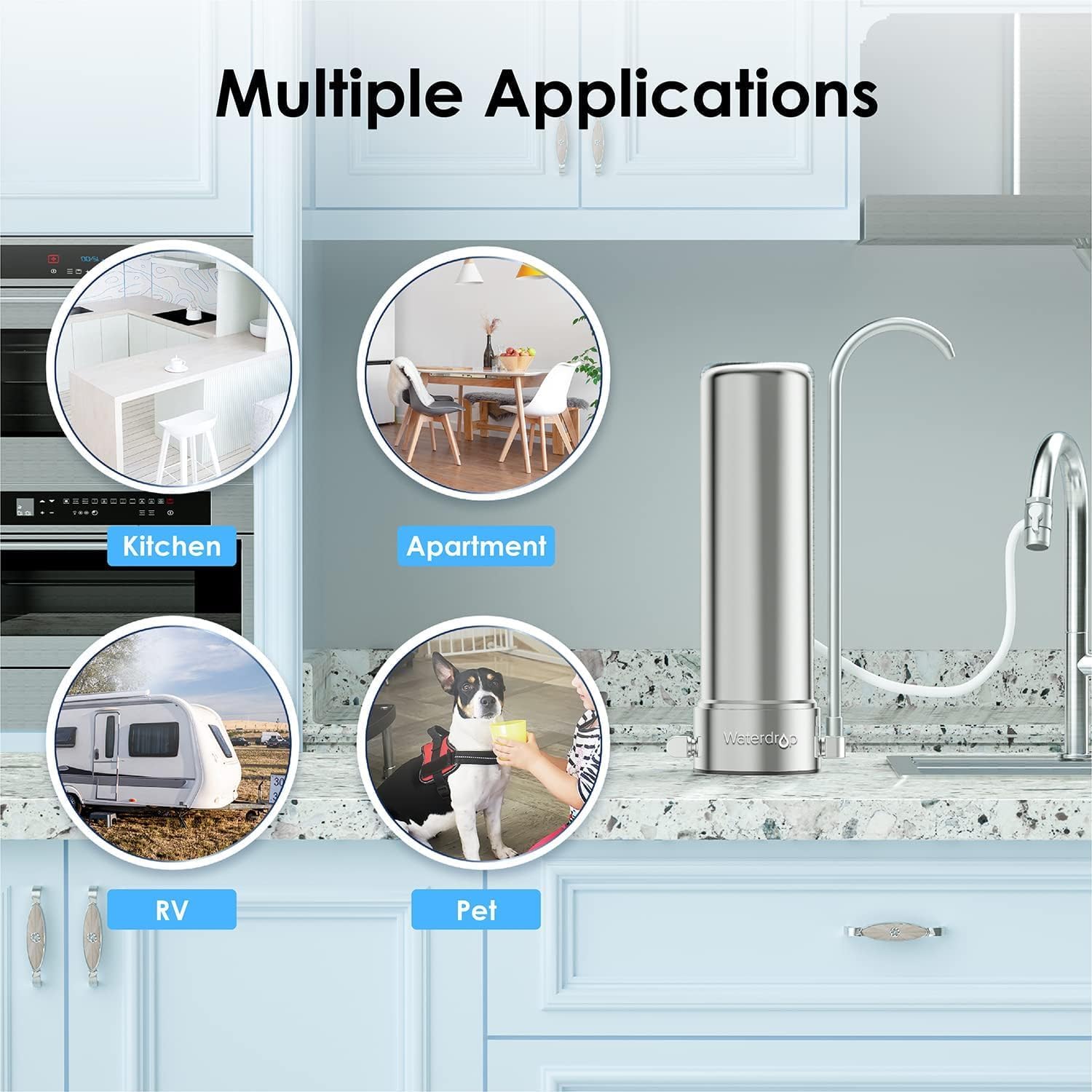 Waterdrop WD-CTF-01 Tischfilter, 5-stufiges Edelstahl-Trinkwasserfiltersystem, langlebiger Wasserhahn-Wasserfilter, reduziert Chlor, Schwermetalle, schlechten Geschmack (1 Filter im Lieferumfang enthalten) – Bild 9