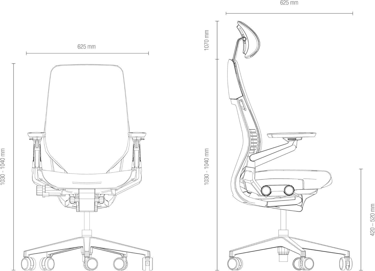 Steelcase Gesture Bürostuhl mit Bezug in Trüffel mit Kopfstütze – Bild 3