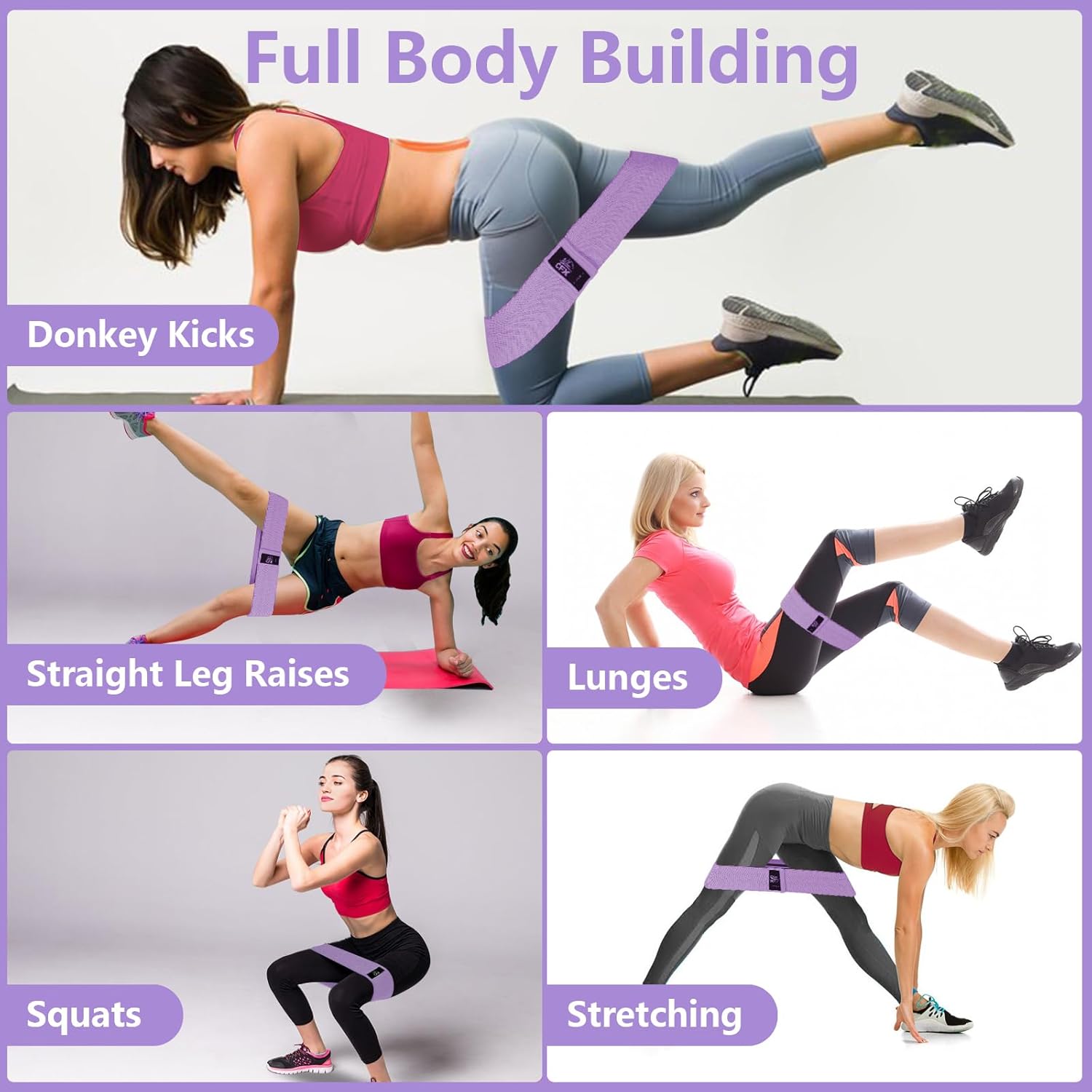 CFX Resistance Hip Bands, Fitnessbänder Set, Yogagurt in 3 Zugstärken, Trainingsband, Yogaband als Widerstand und Unterstützung für Beintraining, Krafttraining und Klimmzüge – Bild 7