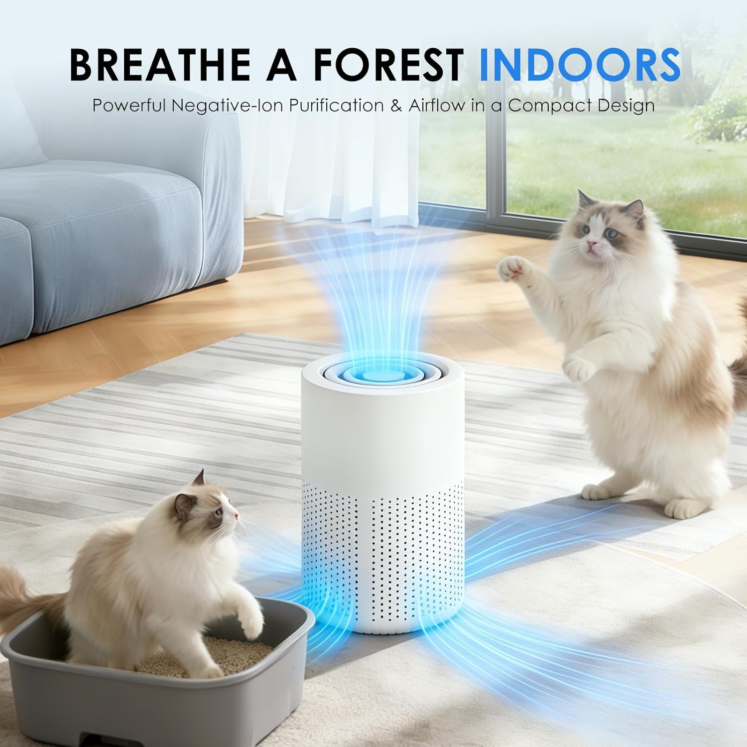 Luftreiniger mit Aktivkohlefilter & H13 HEPA Filter,37dB Ultra Leise Luftreiniger gegen Rauch & Haushaltsgerüche,Staub,Pollen und Tierhaare,Tragbar mit Aromatherapie,für Büro Schlafzimmer bis 20m² – Bild 7
