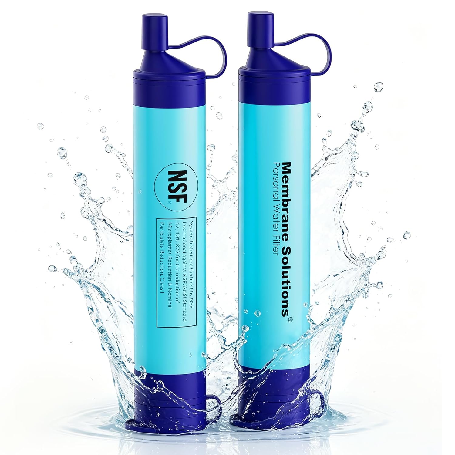 Membrane Solutions Outdoor-Camping-Wasserfilter für 5000 Liter gefiltertes Wasser, Filtergenauigkeit bis zu 0,1 Mikron, entfernt 99,9999 % E.coli, BPA-frei, 2 Stück