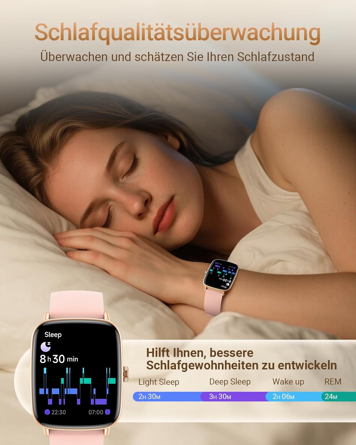 Fitpolo Damen Smartwatch mit Telefonfunktion, 1,85 Zoll Smartwatch, Fitnessuhr mit Herzfrequenz-SpO2-Schlafmonitor, Schrittzähler, 100+ Sportmodi, Sportuhr, IP68 wasserdichte Uhren für iOS – Bild 4