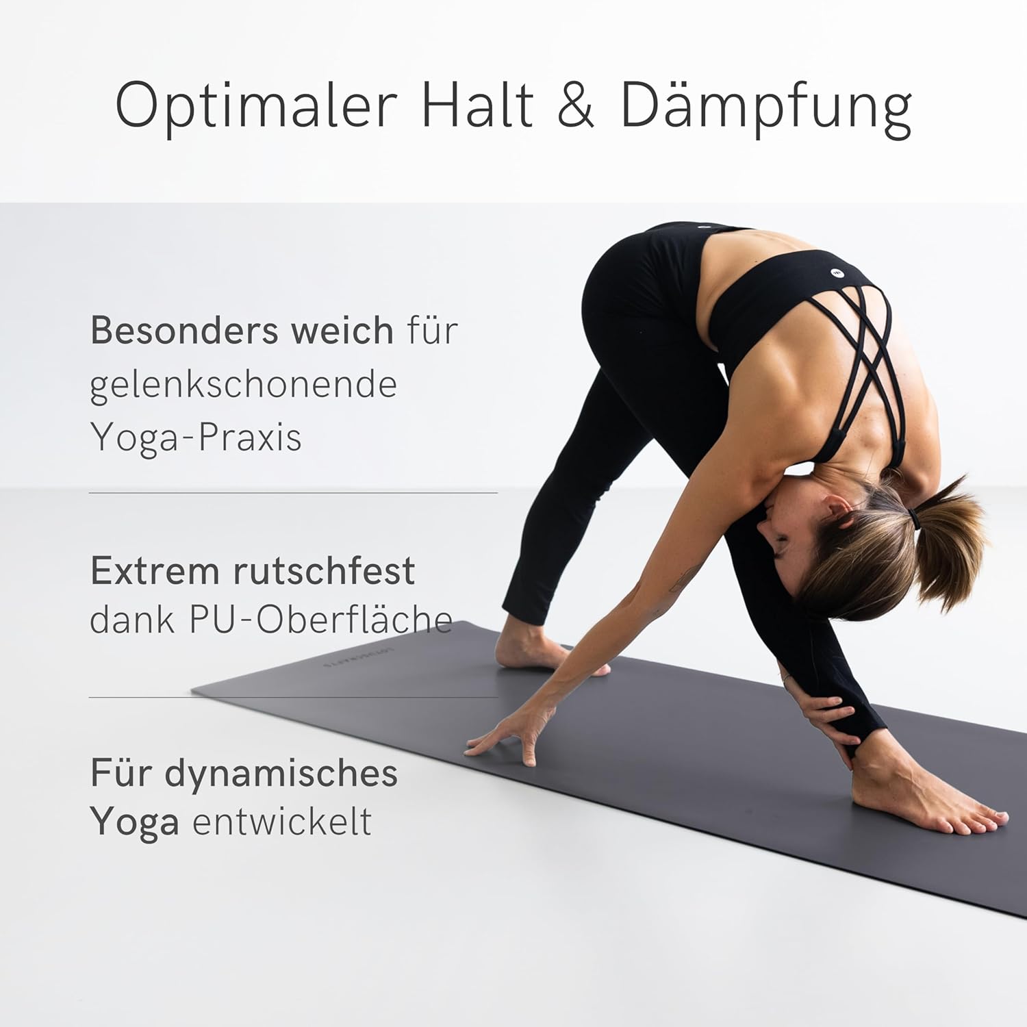 Lotuscrafts Yogamatte Pure – extrem rutschfeste PU-Oberfläche – ökologisch aus Naturkautschuk – professionelle Yogamatte ideal für Hot Yoga und Ashtanga Yoga – extra breit (183 x 66 x 0,4 cm) – Bild 3