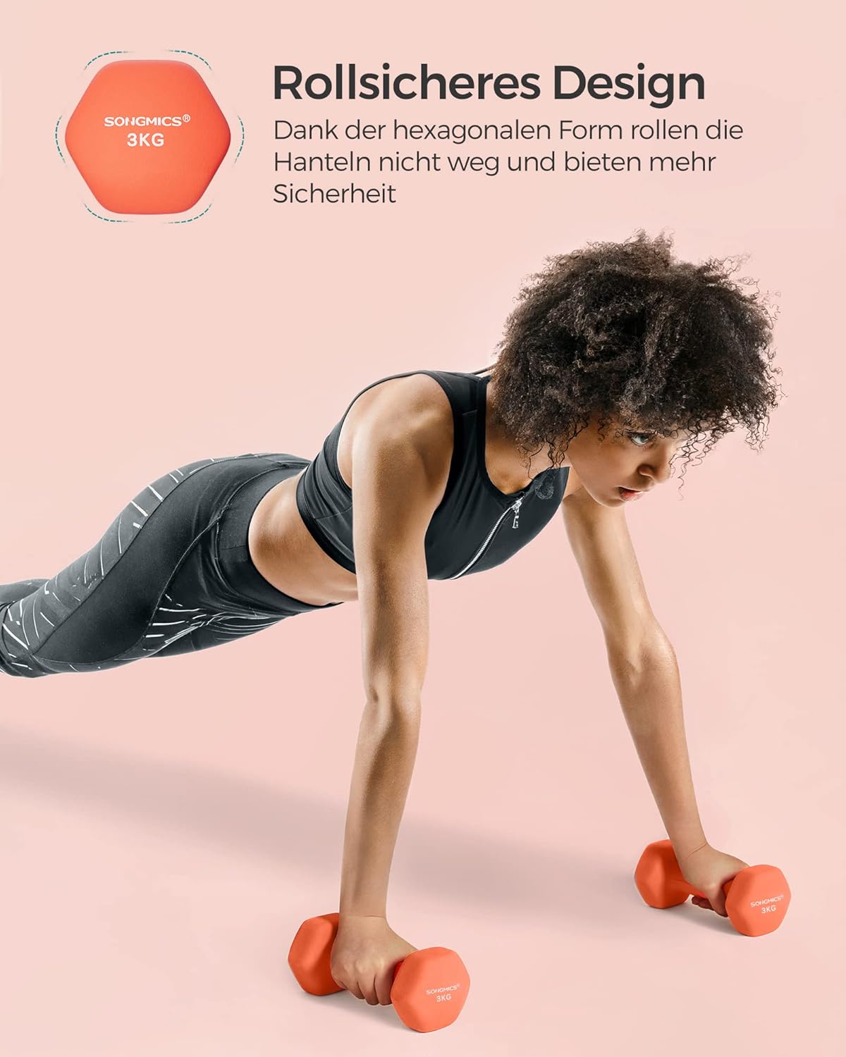 SONGMICS Hanteln 2er Set Hanteln Set Hanteln Hexagon Neoprenbeschichtung Krafttraining Workout Fitness Training Zuhause – Bild 6