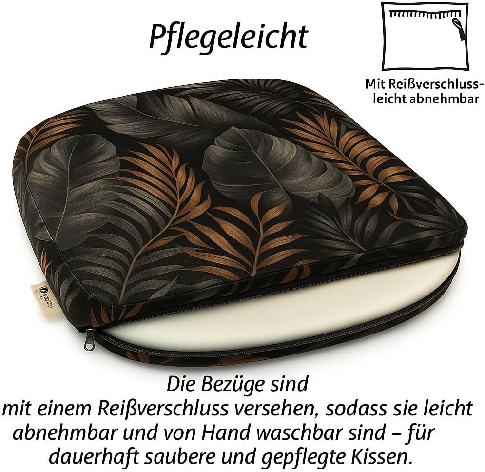 SILUK Sitzkissen-Set mit 4 Stück – wasserdicht, weich und dick, abnehmbarer Bezug mit Reißverschluss, Outdoor- und Indoor-Stuhlkissen, waschbar (braun) – Bild 5