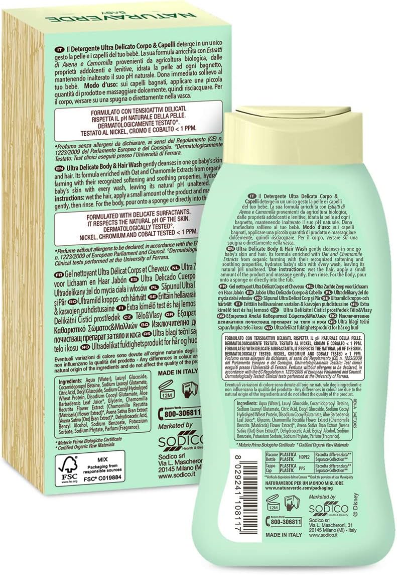 Disney Baby BIO ICEA Eco Bio Cosmetics Dumbo Ultra Delicate Körper- und Haarreinigungsgel mit Haferextrakten und Kamille, 200 ml – Bild 3