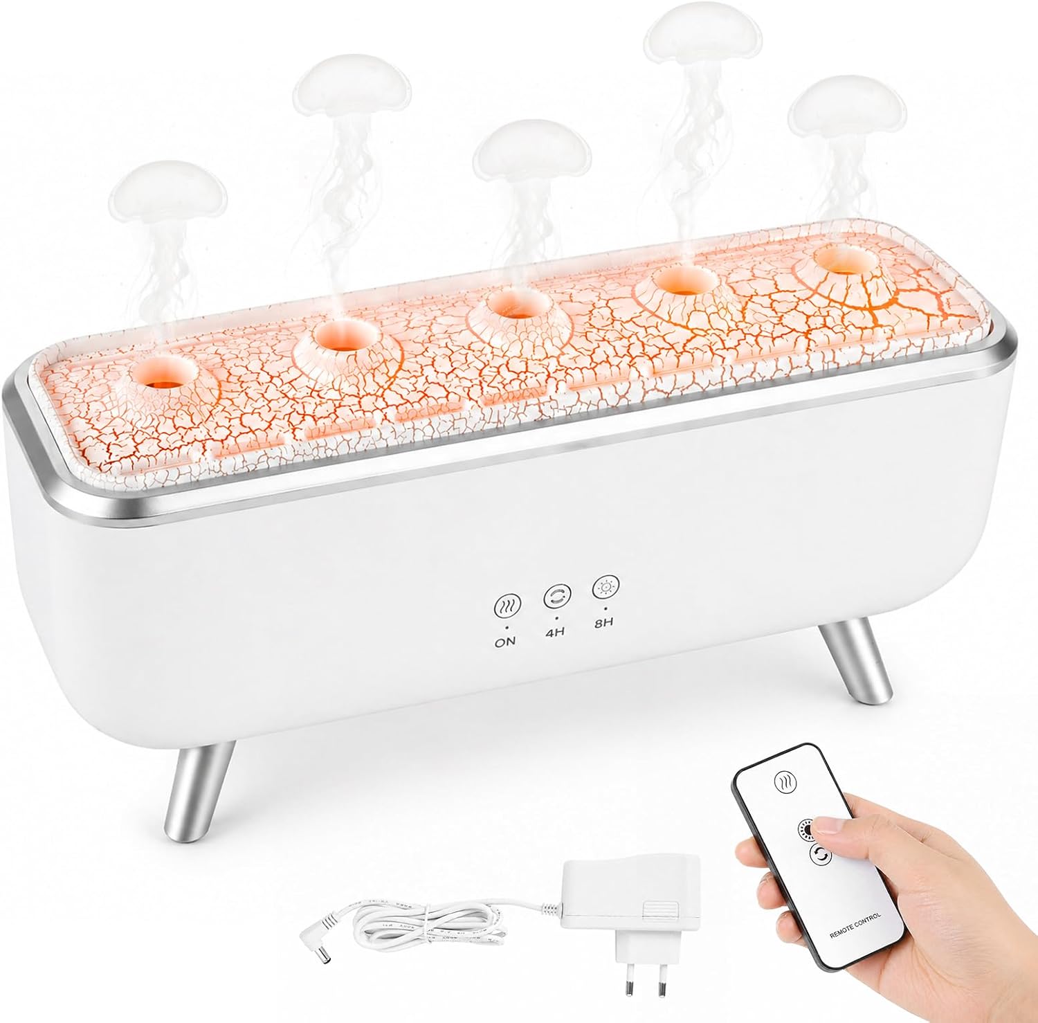 Aroma Diffuser mit Quallenförmigem Nebel & Fernbedienung, Luftbefeuchter Schlafzimmer Leise mit 7-Farben LED & 4/8H Timer Luftbefeuchter für Ätherische Öle Raumbefeuchter Aromatherapie für Yoga Meditation