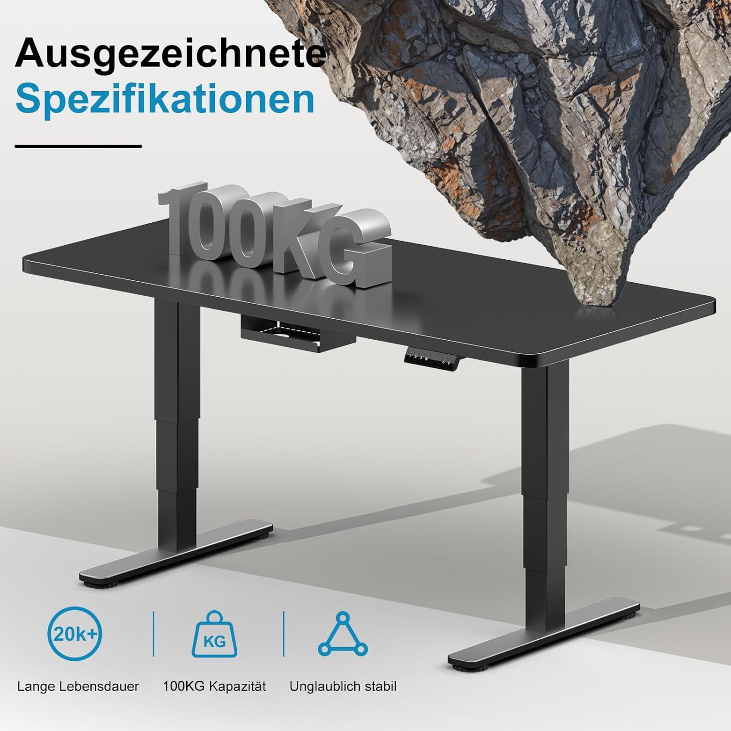 Devoko 3-stufig höhenverstellbares Schreibtischgestell mit 2 leistungsstarken Motoren, Tischgestell höhenverstellbar elektrisch 60-125 cm, Tischbeine höhenverstellbar mit 3 Memory-Steuerungen, Schwarz – Bild 4
