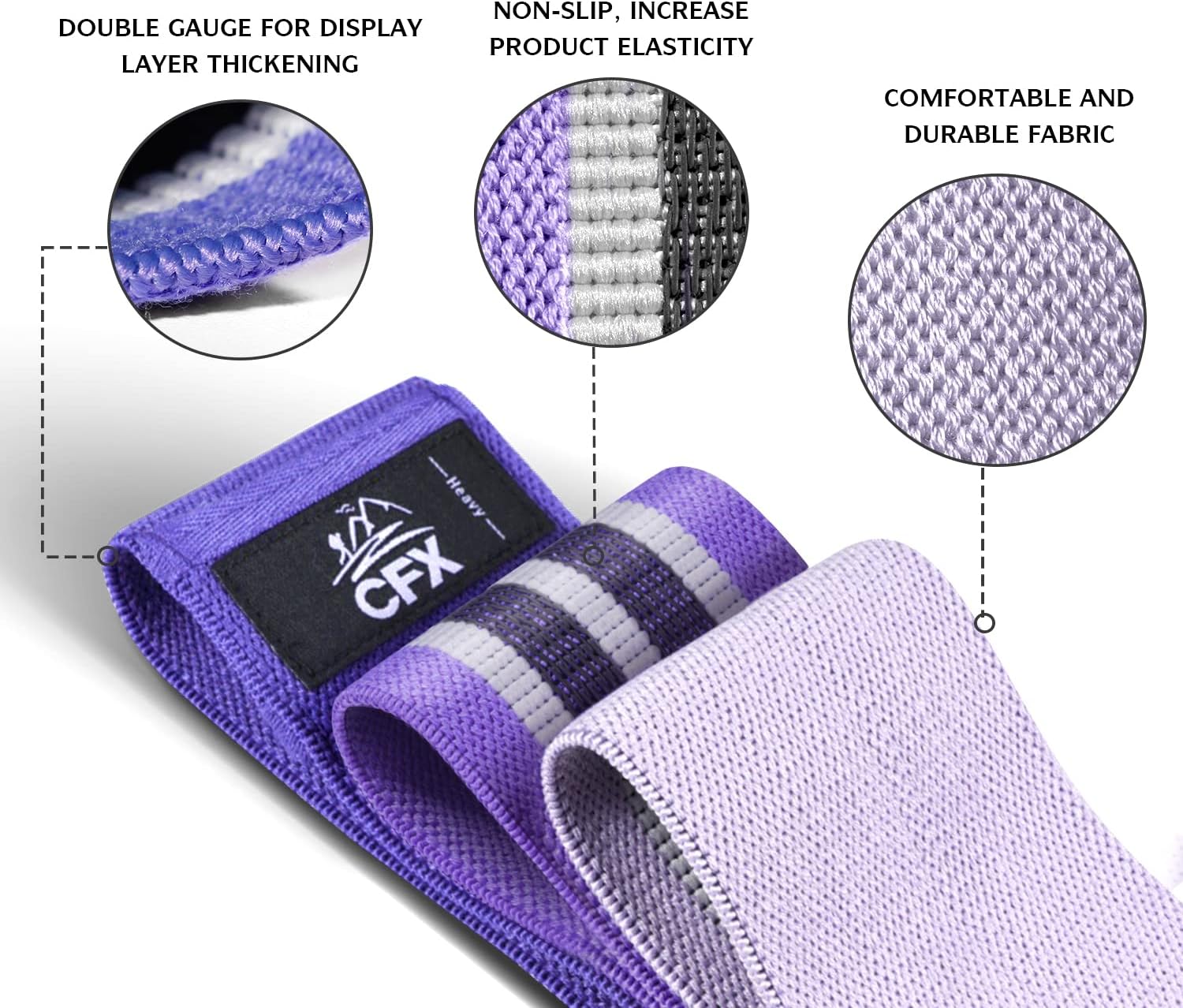 CFX Resistance Hip Bands, Fitnessbänder Set, Yogagurt in 3 Zugstärken, Trainingsband, Yogaband als Widerstand und Unterstützung für Beintraining, Krafttraining und Klimmzüge – Bild 3