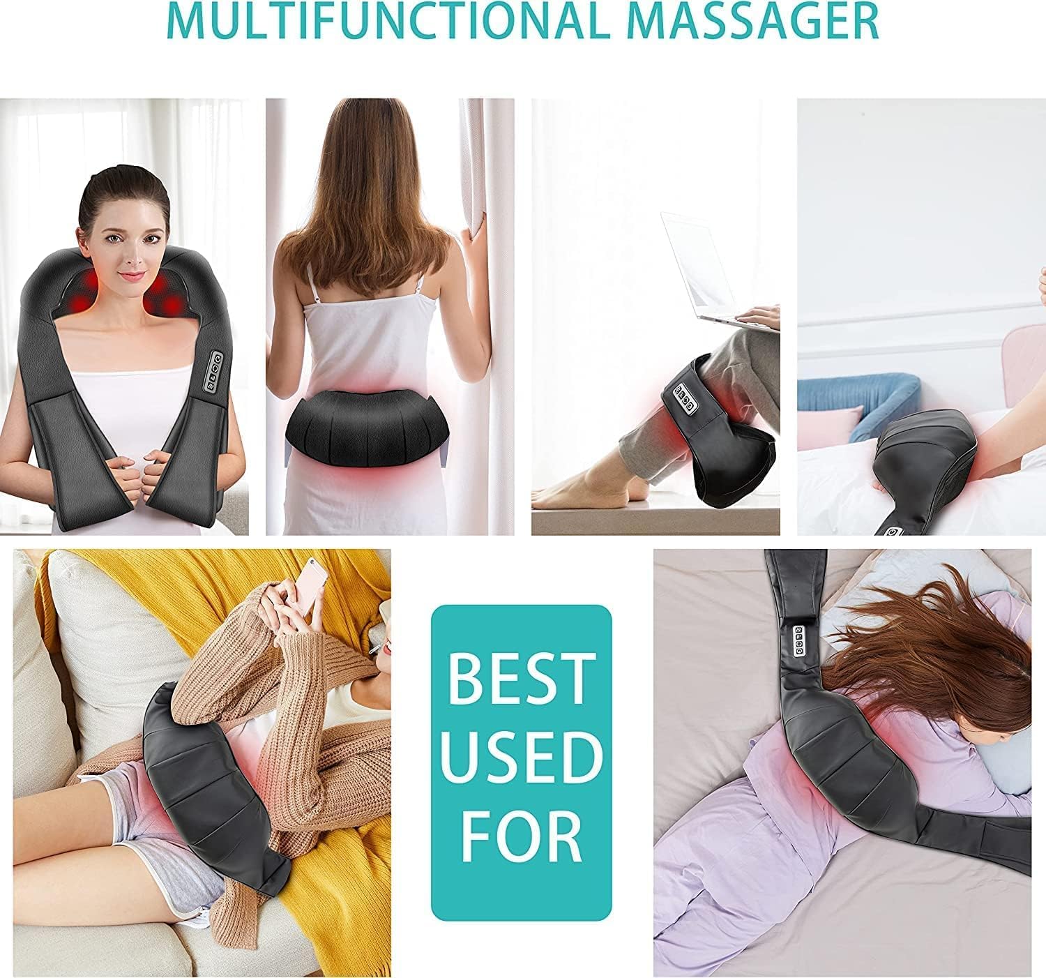 AERLANG Massagegerät Schulter-Nackenmassagegerät mit Wärme, Weihnachtsgeschenke, Shiatsu-Rückenmassagegerät, Massagegerät Nacken, Rücken, Nackengeschenke für Frauen, Männer – Bild 4