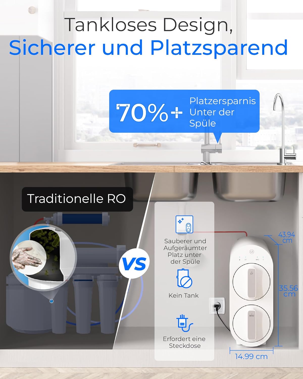Waterdrop G2P600 Umkehrosmose-Wasserfiltersystem, 8000 Liter, 2:1 reines Wasser, ohne Tank, Entkalkungssystem, RO-System unter der Spüle – Bild 8