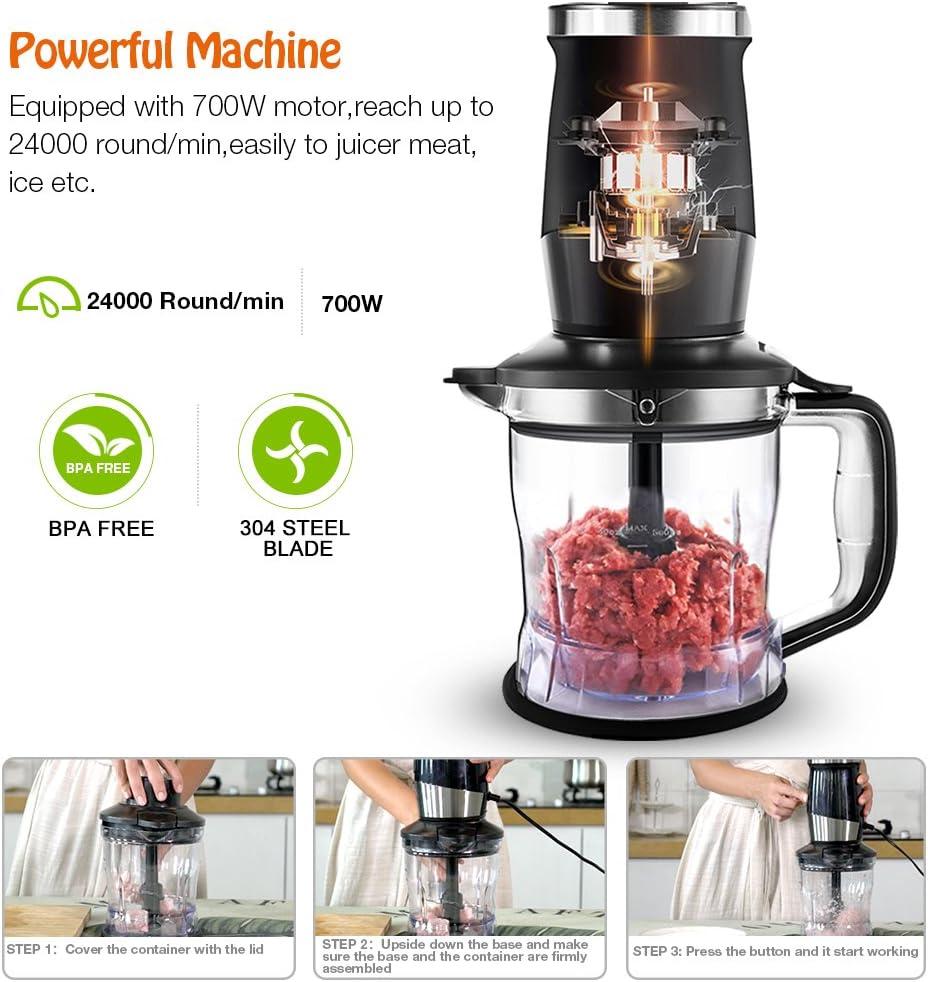 WAWORIO Mixer Smoothie Maker, 700 Watt Standmixer, Smoothie Mixer, Multifunktions Smoothie Maker, Fleischzerkleinerer, Eiscrusher/Kaffeemühle mit 570 ml Sportflasche, BPA-freies Tritan – Bild 5
