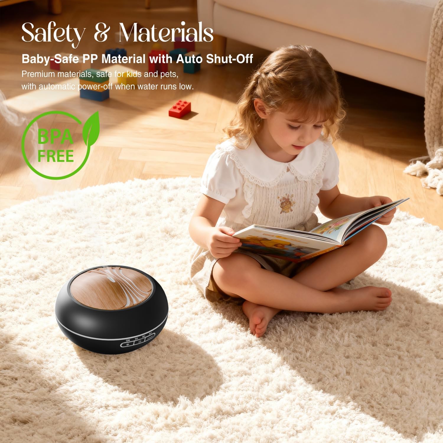 SALKING Aroma-Diffusor für ätherische Öle – 400 ml, Aromatherapie-Raumduft, Ultraschall-Diffusor, schwarze Holzmaserung, Duftöl-Diffusoren, Duftdiffusor, Öllampe, elektrisch, RGB, für Zuhause, Büro, Yoga, Schlafen – Bild 5