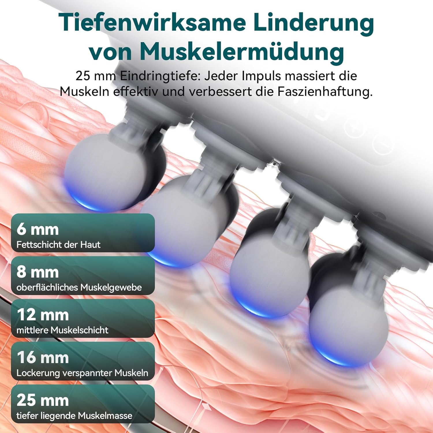 8/16 Kopfmassagepistole, Tiefenmassagepistole für Muskeln, 9 Geschwindigkeiten und 9 Modi, 2000 mAh wiederaufladbare Muskelentspannungspistole für Training und täglichen Gebrauch – Bild 4