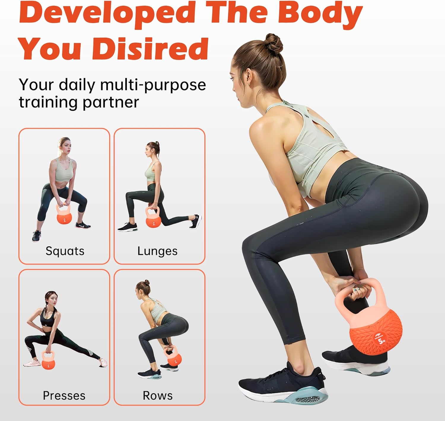 Leikefitness Soft Kettlebells, rutschfester Griff, Gewicht für Damen und Herren, gepolstert, schlagfest, Krafttraining, Kettlebell, Heimtraining – Bild 4