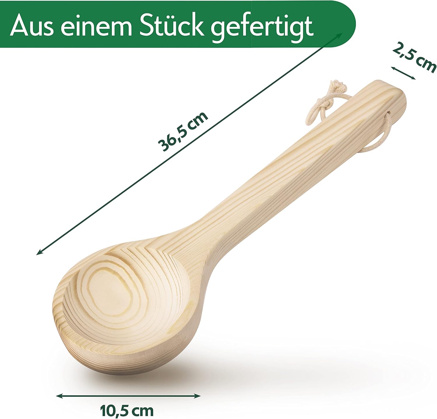CozyNature® Saunakübel mit Schöpfkelle aus hochwertigem finnischen Kiefernholz, elegante Metallringe, starkes Hanfseil und Kunststoffeinsatz, 100 % handgefertigt, traditionelles Design, 4 Liter, mit E-Book – Bild 7