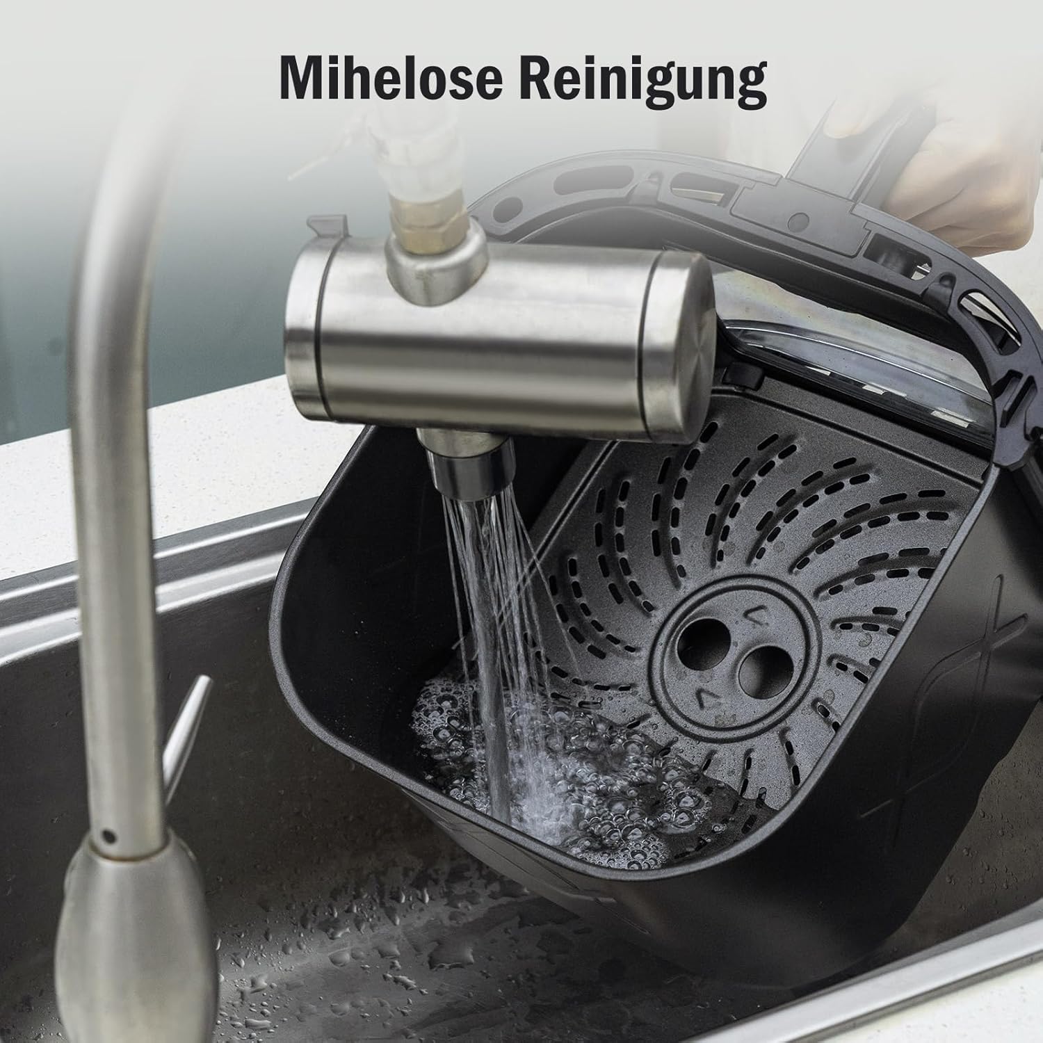 XXL Heißluftfritteuse 8L Heißluftfritteuse mit Kamera, Sichtfenster und Schüttelerinnerung, DIY-Funktionalität, einstellbare Temperatur & Timer, 30°C-200°C, Fritteuse ohne Öl, Schwarz – Bild 7
