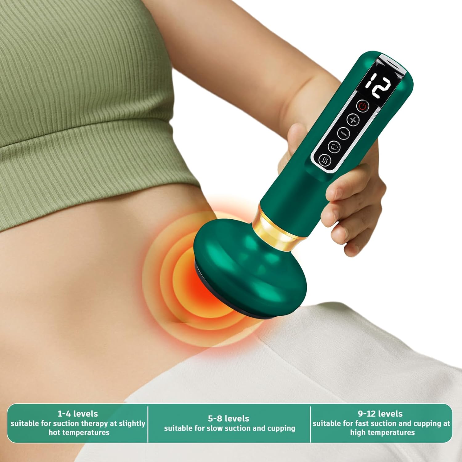 Körpermassagegerät mit Vibration, elektrisches Massagegerät für Arme, Beine, Rücken und Bauch, tragbares Mini-Massagegerät für Zuhause und Reisen – Grün – Bild 5
