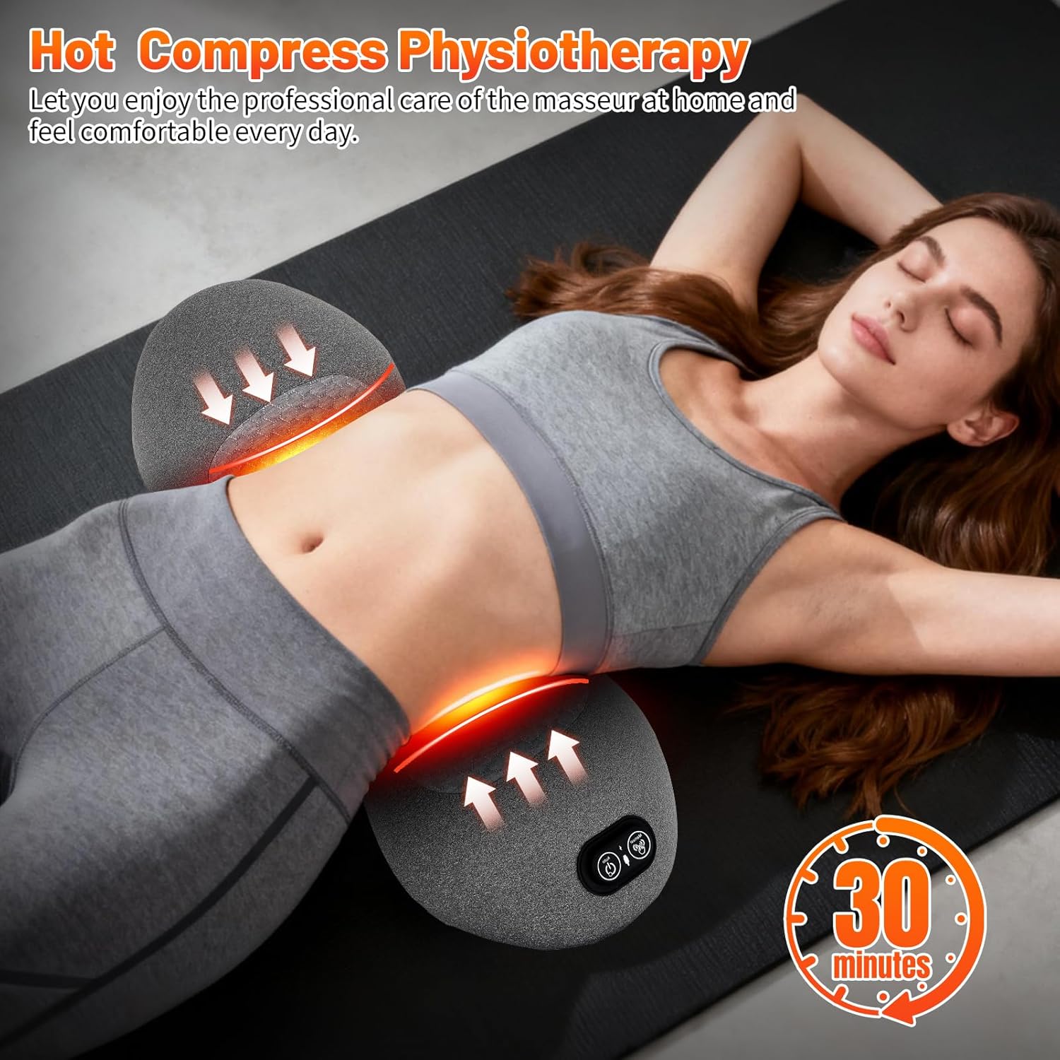 3-in-1-Rückenmassagegerät, Rückenmassagegerät, Schultermassagegerät, ergonomische Rückenstütze mit Traktionslifting und Vibrationsmassage und Wärmekompresse für Nacken, Schultern und Rücken – Bild 3