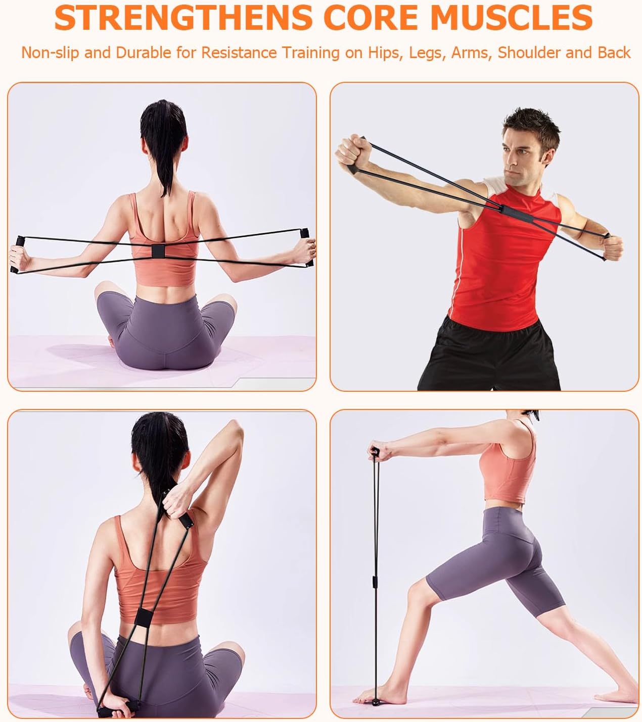 Farbiges 5-in-1-Massageset, hochdichte Faszienrolle Wirbelsäule, Massagerolle, Massageball, Spanner, Widerstandsband für Tiefenmuskelmassage, Fitnessübungen für den ganzen Körper, Pilates-Set – Bild 6