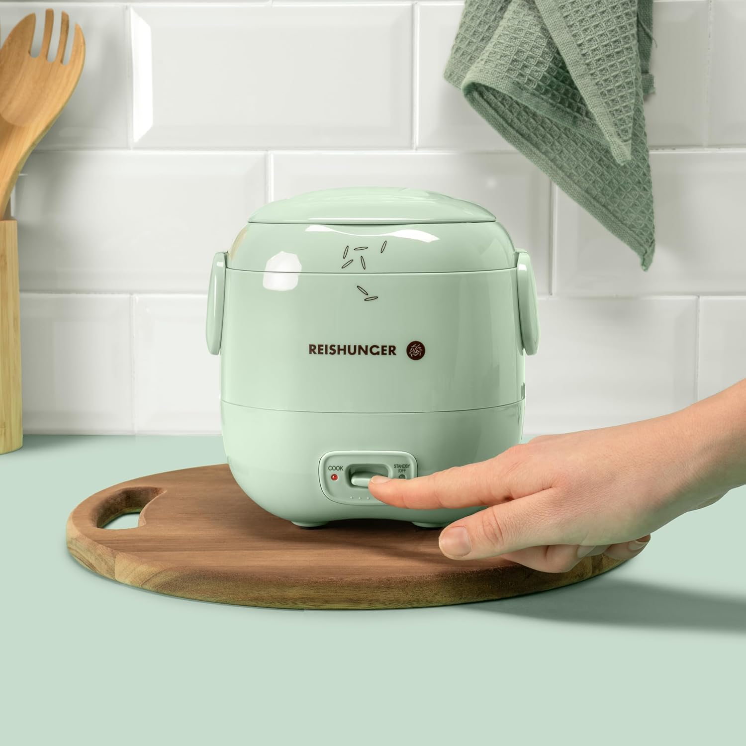 REISHUNGER Mini-Reiskocher, Salbeigrün, 0,3 l, 1-2 Portionen, hochwertige Keramikbeschichtung, Premium-Topf, handliche Größe für kleine Haushalte und unterwegs – Bild 7