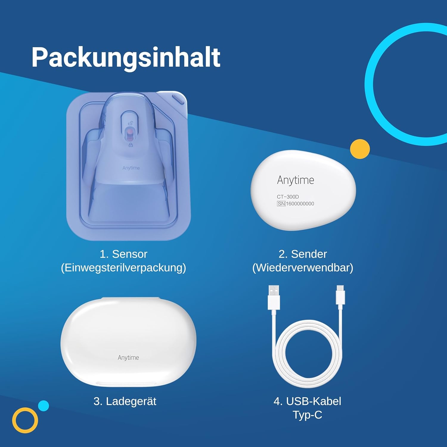 Glukoseüberwachung anschließen – Sender und 1 x Sensor | 14-Tage-Blutzuckermessgerät ohne Stechsensor | Intelligente Warnungen, komfortabel, Datenaustausch – Bild 7