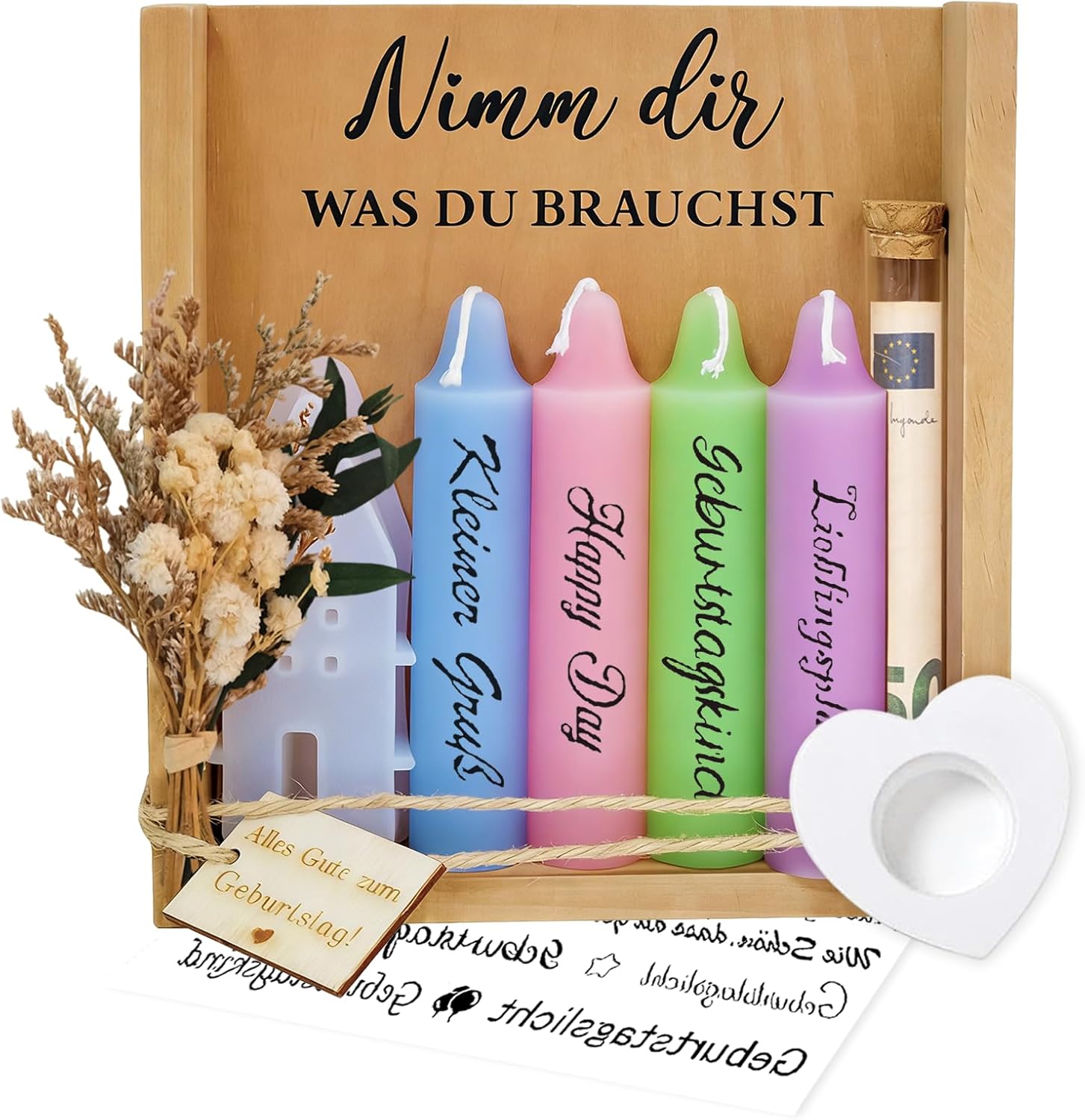 Kerzen Geschenkset für Frauen, Geburtstagskerze Geschenk für Geburtstag Freundin, Deko Kerzen Set mit Kerzenhalter, Geschenkidee für Mama Schwester Beste Freundin, Geburtstagsgeschenk Frauen Box – Bild 2