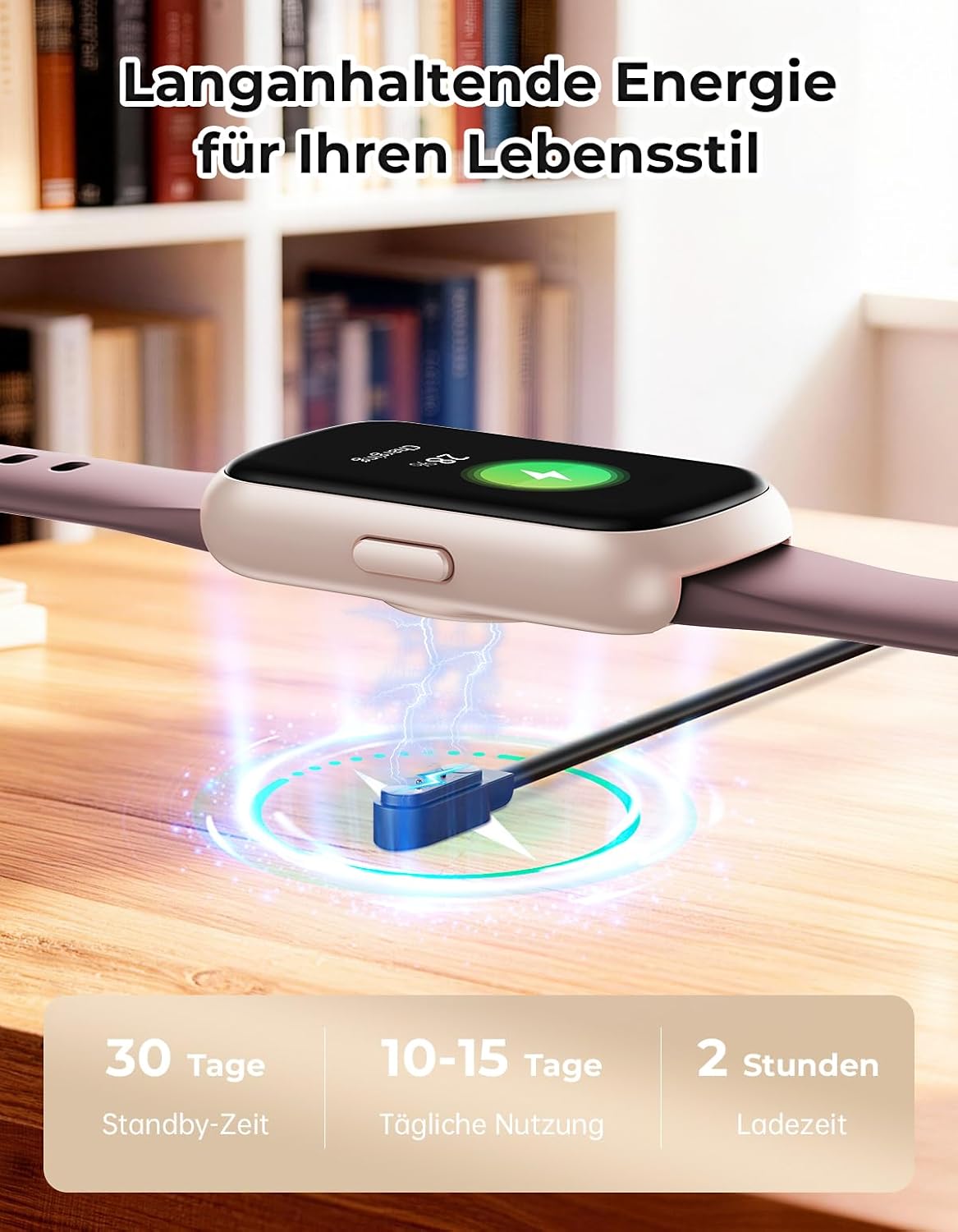Smartwatch Damen Herren – 3 Armbänder, 1,47 Zoll kleine Fitness-Uhr als Fitness-Tracker, Aktivitätstracker, Herzfrequenzmesser, Uhr, SpO2, Schlaf-Tracker, Schrittzähler, Sportuhr für Android iOS, Roségold/Rauchviolett – Bild 3