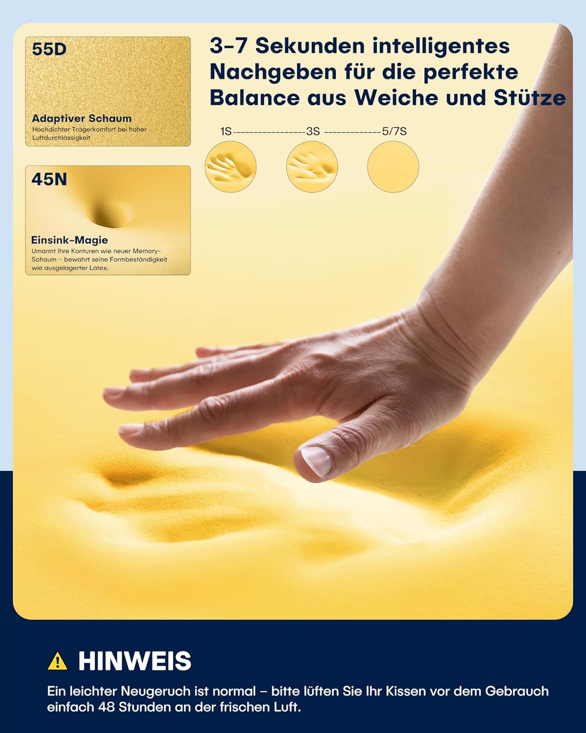 XSIVOD Orthopädisches Nackenkissen – Ergonomisches Memory-Schaum-Kissen mit kühlender Wirkung, Nackenstützkissen gegen Schmerzen, Anti-Schnarch-Kissen für Seiten-, Rücken- und Bauchschläfer, Grau – Bild 5