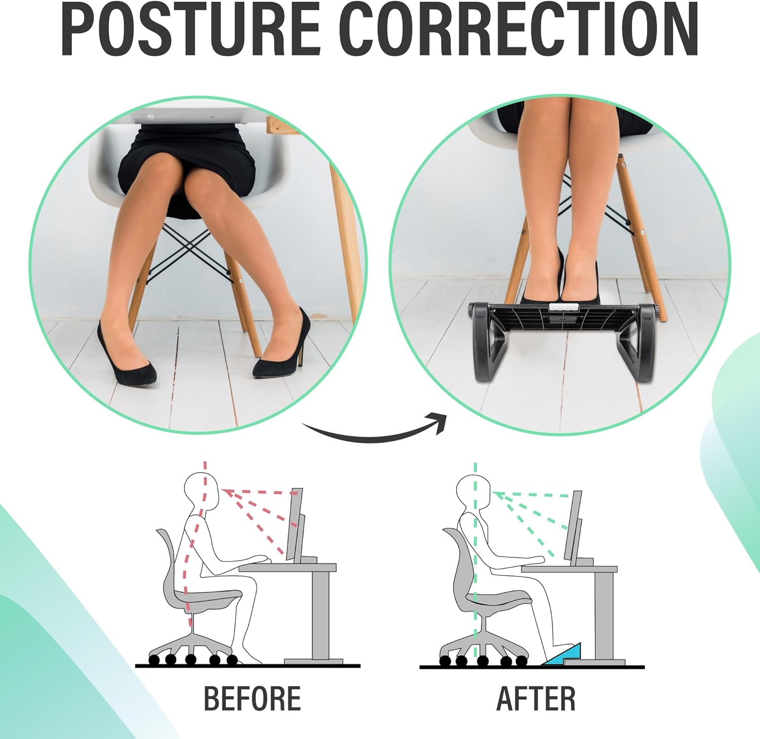 Ergonomischer Fußstützen-Schreibtisch mit Massage – höhenverstellbarer Fußstützen-Schreibtisch für Büro und Zuhause – Fußstütze – Fußstütze – Fußstütze – Bild 5