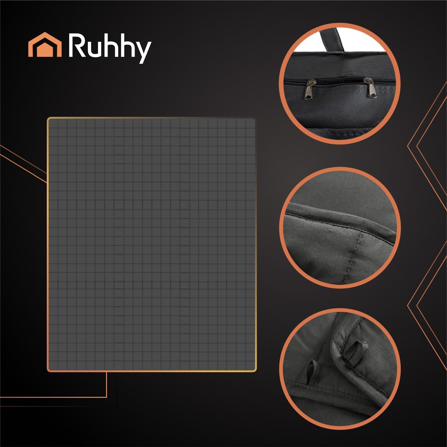 Ruhhy Gewichtsdecke 10 kg 200 x 220 cm – große doppellagige Decke in Grau mit Glasperlen, gleichmäßige Druckverteilung, pflegeleicht 30 °C, beidseitig verwendbar, für Entspannung und erholsamen Schlaf – Bild 2