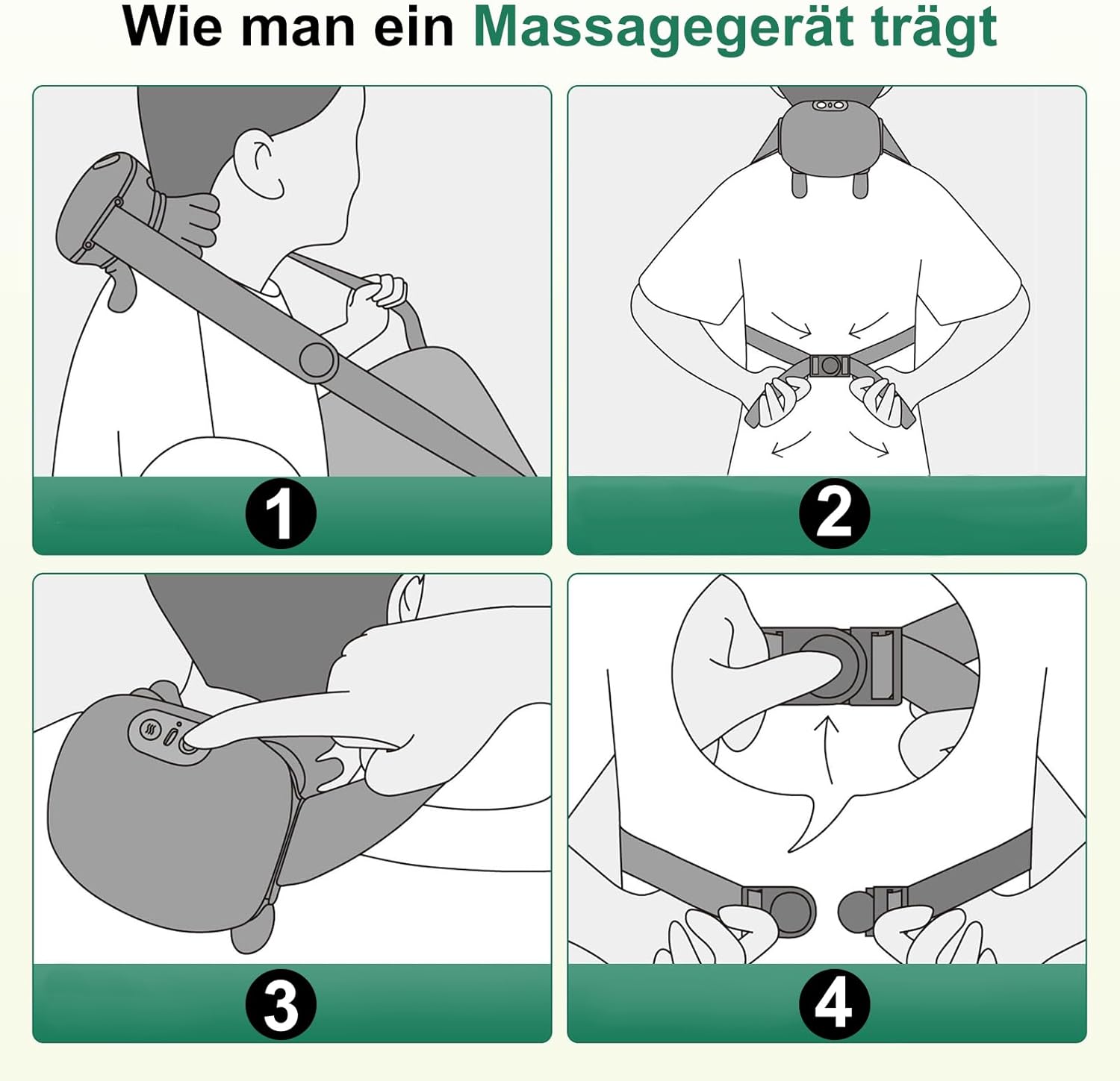 Massagegerät, 4D-Nackenmassagegerät mit Wärme, elektrisches USB-Schultermassagegerät, 3 Modi und 2 Wärmeeinstellungen, tragbares Nacken- und Schulter-Shiatsu-Massagegerät für Zuhause, Büro und Reisen – Bild 7