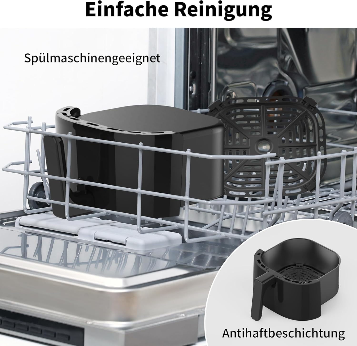 aeco Compact AirFryer 4,3 Liter Heißluftfritteuse mit digitalem Touch-Display, 1500 Watt, 80°-200° verstellbar, 8 Programme, inklusive Rezeptbuch – Bild 6