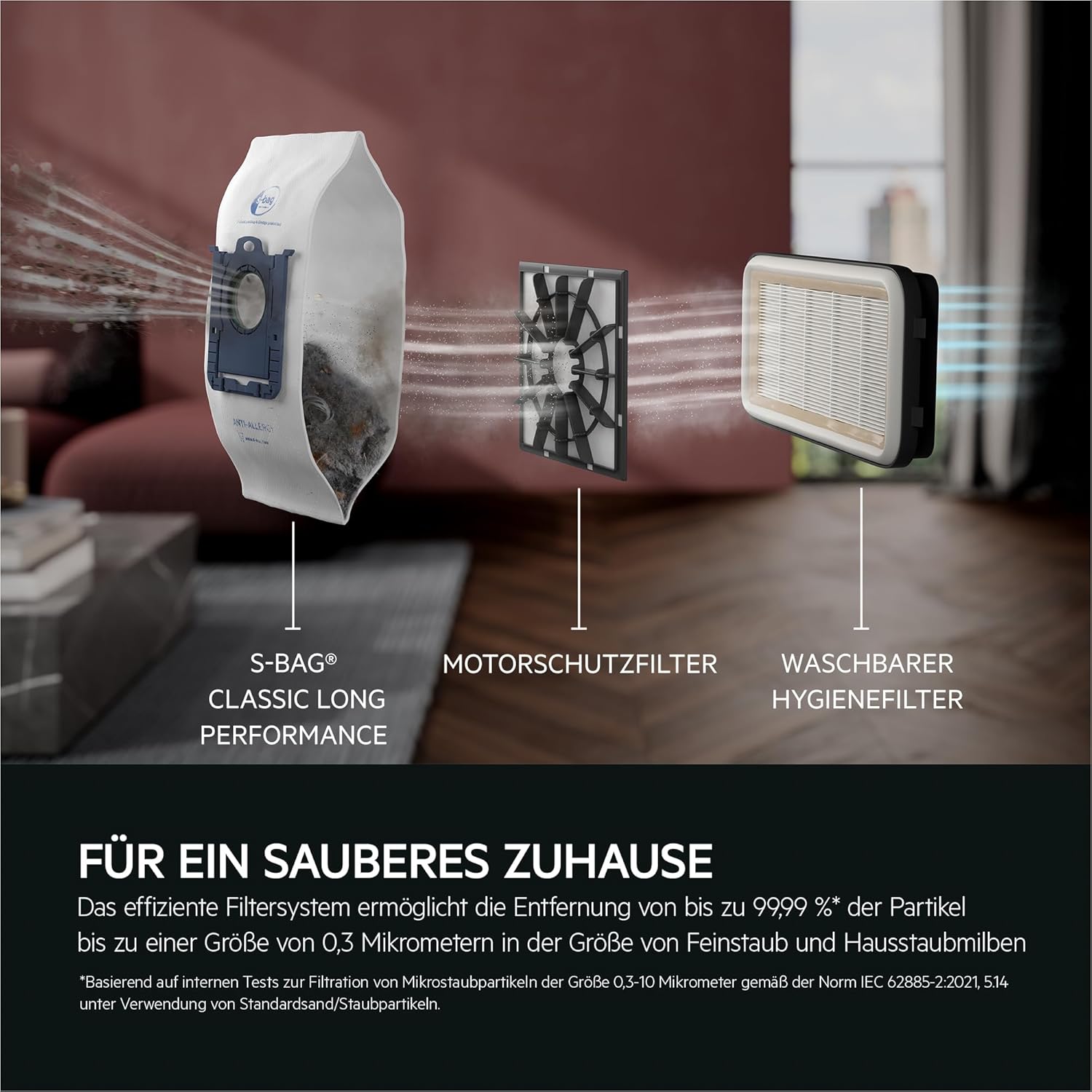 AEG Clean 5000 Staubsauger mit Beutel, hohe Saugleistung, 37 % recycelter Kunststoff, AllFloor-Düse mit Klicksystem, 2-in-1-Multifunktionsdüse, 8,5 m Aktionsradius, waschbarer Hygienefilter, AB51C1SW – Bild 4