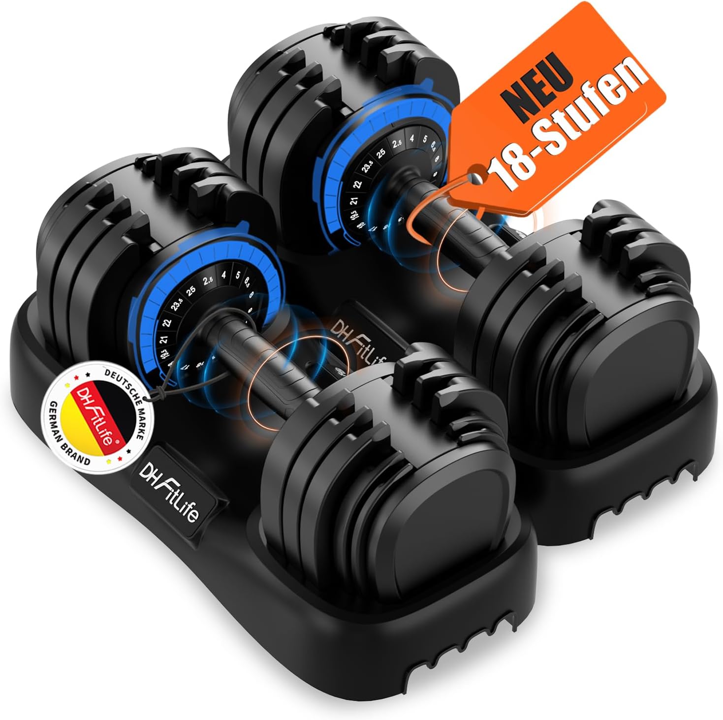 DH FitLife 2026 Neu Hantel Set – Verstellbare Kurzhanteln 2,5 bis 25 KG mit 18 Gewichtsstufen | Hantelset Kurzhantel mit Gewichten | Hantelset für Männer & Frauen