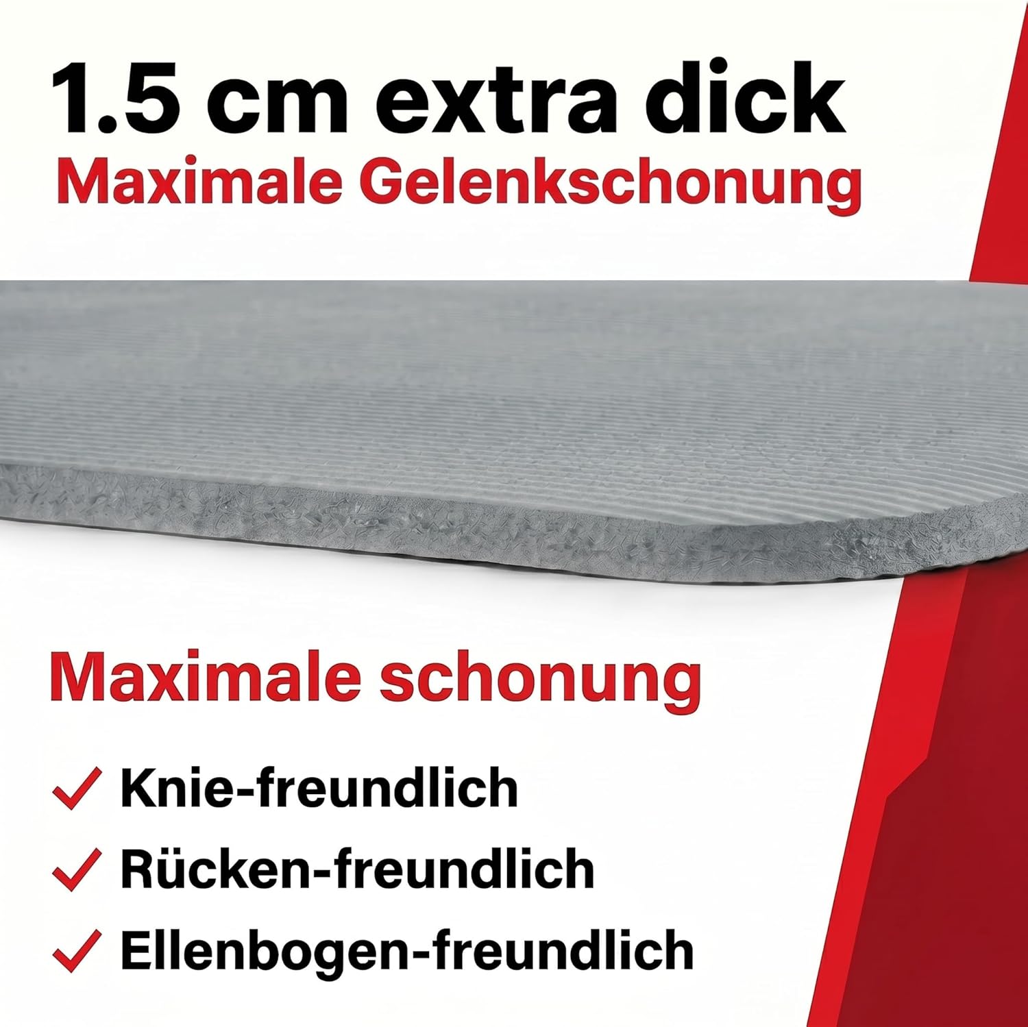 NRB Yogamatte 183 x 61 x 1,5 cm – extra dicke Fitnessmatte & Gymnastikmatte – rutschfest, gelenkschonend & langlebig – Pilatesmatte mit Tragegurt – Bild 3
