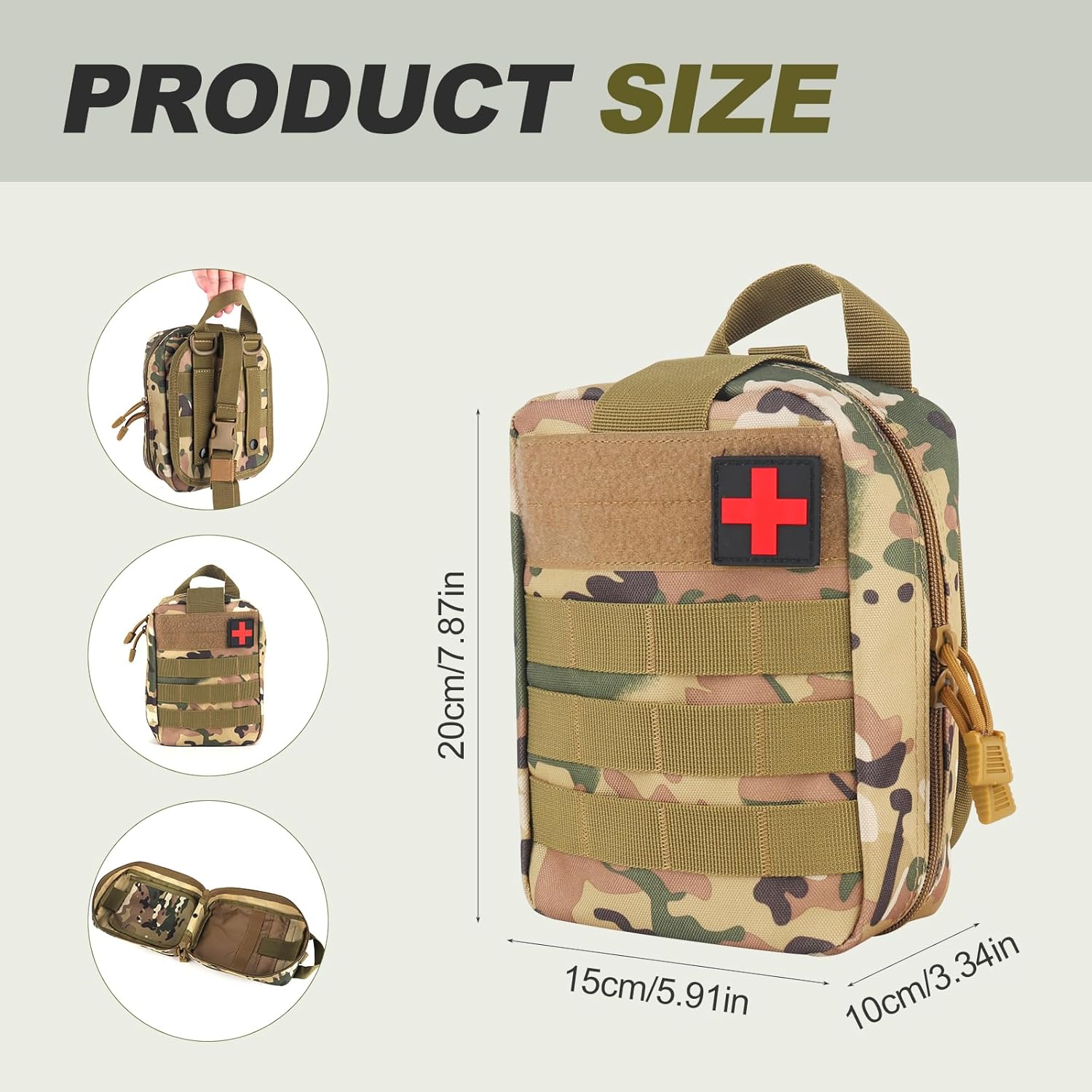 Mineup Erste-Hilfe-Tasche, 192-teiliges taktisches Erste-Hilfe-Trauma-Set, medizinische taktische Tasche, Erste-Hilfe-Set Militär, medizinische Tasche für Zuhause, Auto, Schule, Camping, Outdoor, Motorrad – Bild 2