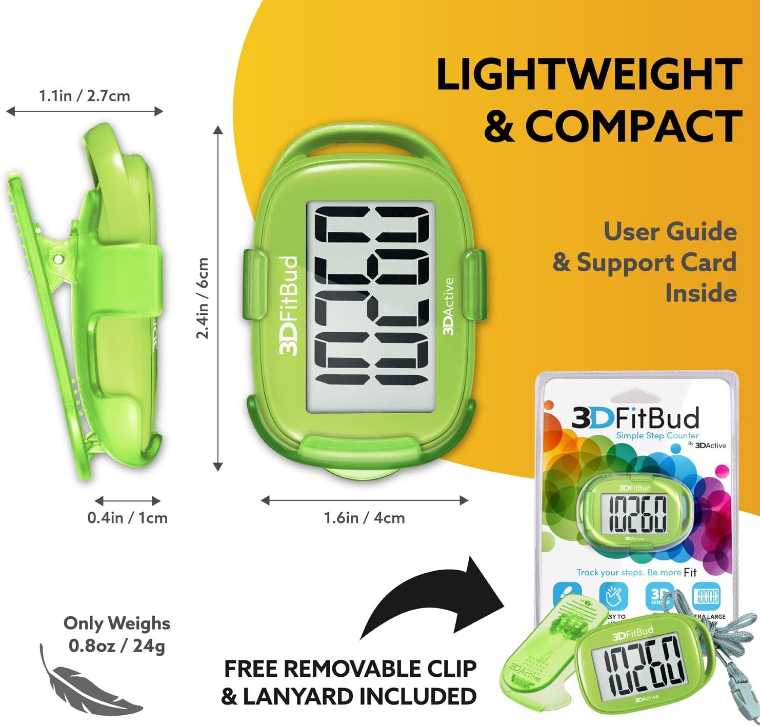3DFitBud Easy Pedometer Walking 3D-Schrittzähler mit Clip und Trageband A420S – Bild 6