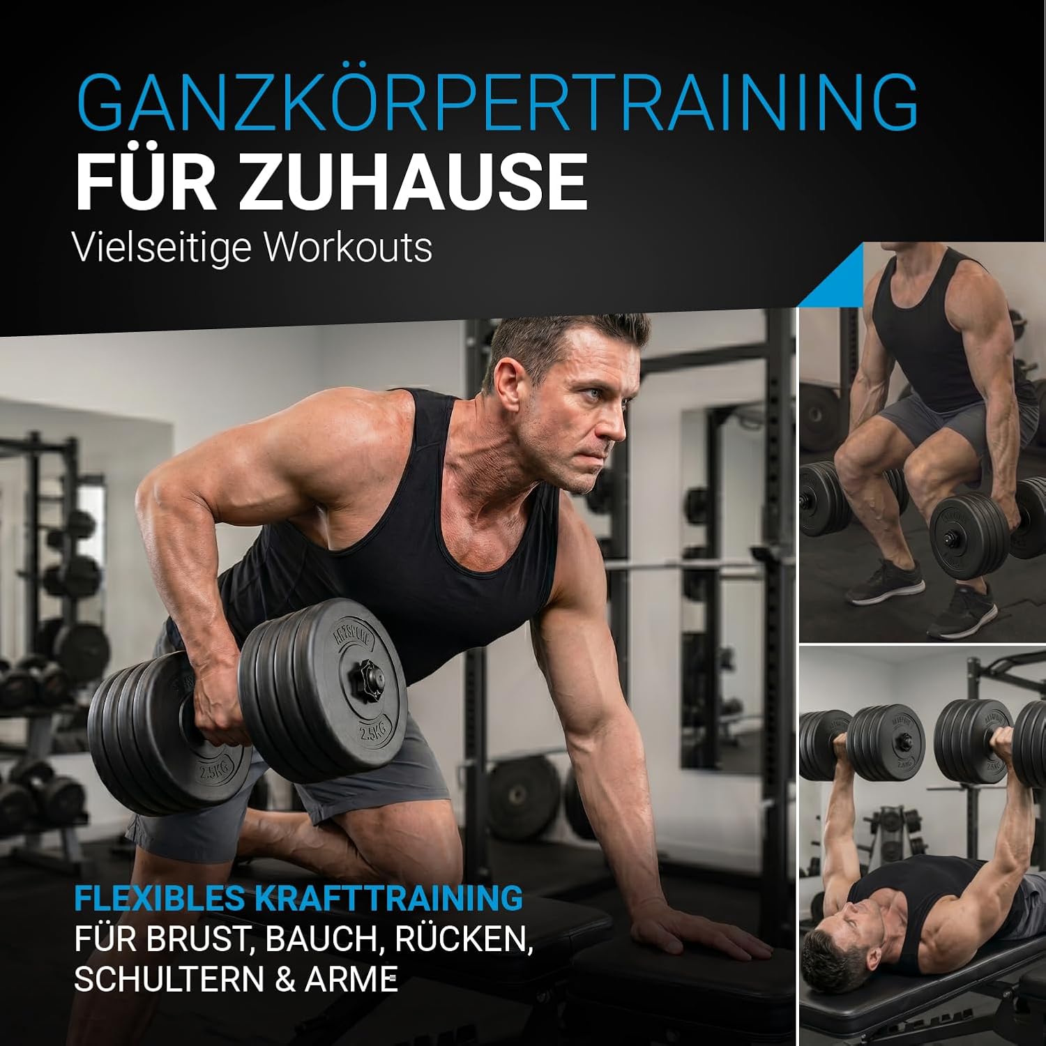 ArtSport 2er-Hantelset 20/30/40 kg – Hantelset mit 2 Hanteln, Gewichten und 4 Spinlock-Kragen – Bild 2