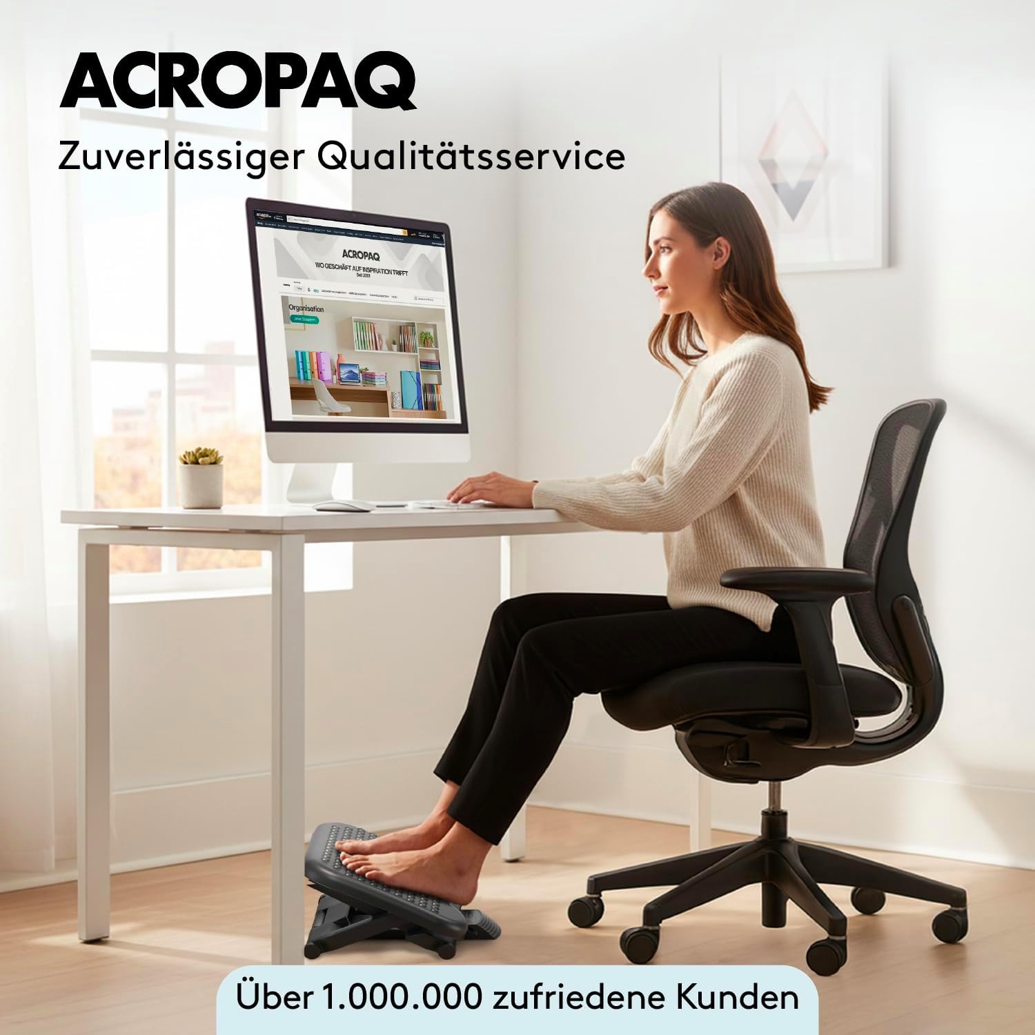 ACROPAQ Fußstützen-Schreibtisch – Fußstütze mit 3 verstellbaren Höhen, Massagefunktion, neigbar von -30° bis +30° für maximalen Komfort – Fußhocker, Stehmatten-Schreibtisch, Fußhocker – Bild 7