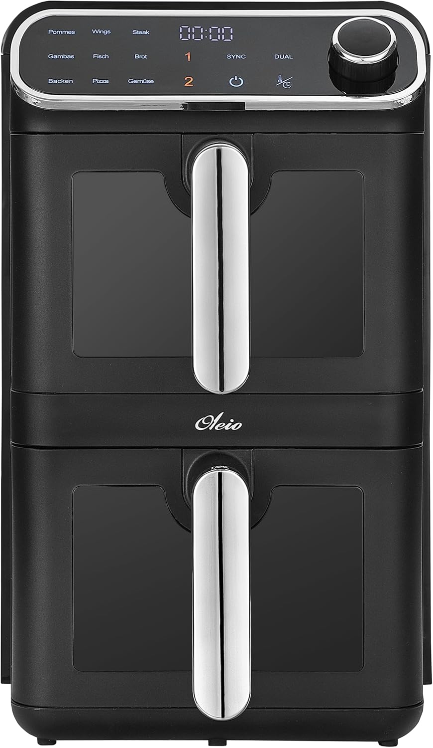 Oleio Maestro Airfryer Doppelkammer XXL Heißluftfritteuse 2 Kammern I 2460 W – Heißluftfritteuse mit Sichtfenster aus Glas I 11 LI Antihaftbeschichtung I Spülmaschinenfest I Platzsparend I Energiesparend – Bild 9