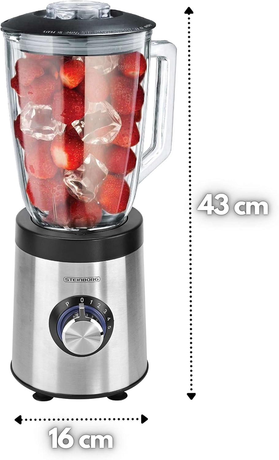 Standmixer 800 Watt, 6-fach Metallmesser, 1,5 Liter, 5 Stufen, Glas, Edelstahl, Pulse-Funktion, Universal-Powermixer, Protein-Shaker, Handmixer, Eis-Crusher, Zerkleinerer, Smoothie-Maker, Standmixer – Bild 7