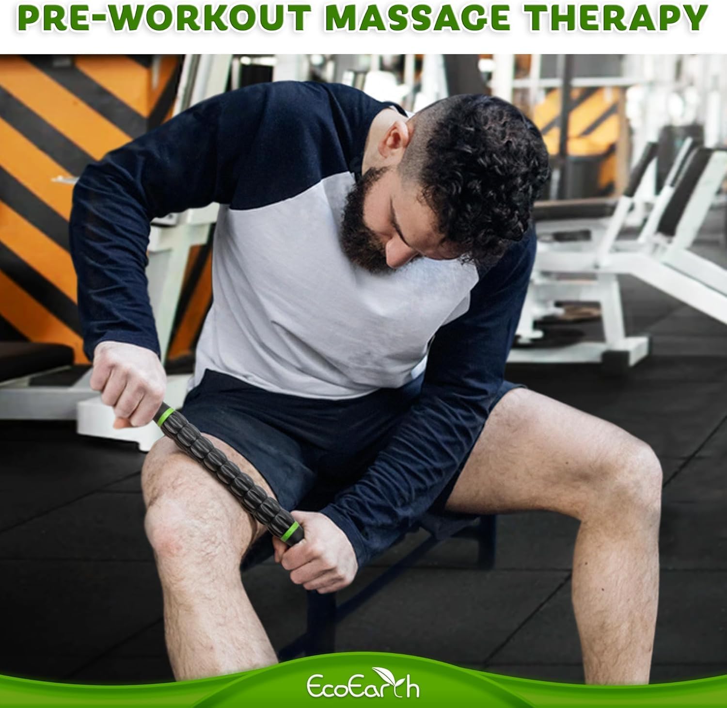 EcoEarth Faszienroller – Lymphdrainage-Massagegerät, myofasziales Tiefengewebe-Entspannungsgerät – Handmassagestab zur Schmerzlinderung – Schwarzgrün – Bild 7