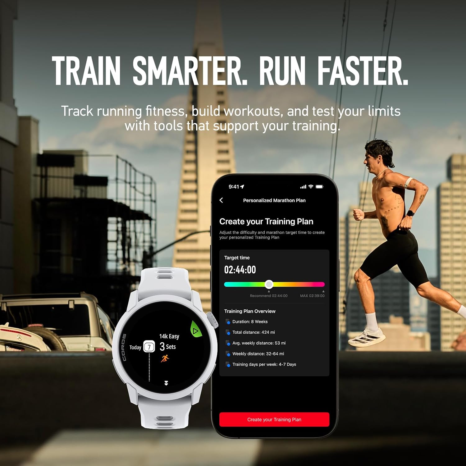 COROS Pace 4 Ultraleichte Sportuhr, 1,2 Zoll AMOLED-Touchscreen, 32 g Laufuhr, 19 Tage Nutzung, Sprachsteuerung, Trainingstools, präzises GPS, Trainingsplan, Laufen (weißes Silikon) – Bild 6