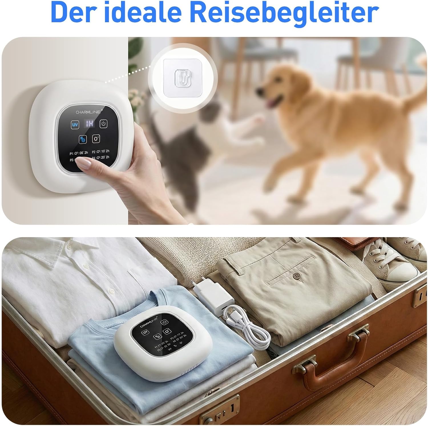 Charmline 3-in-1 tragbarer Luftreiniger mit Duftfunktion – entfernt schnell Tier- und Rauchgerüche, bringt frische Luft zurück in kleine Räume und kann über Steckdose oder Powerbank betrieben werden – Bild 6